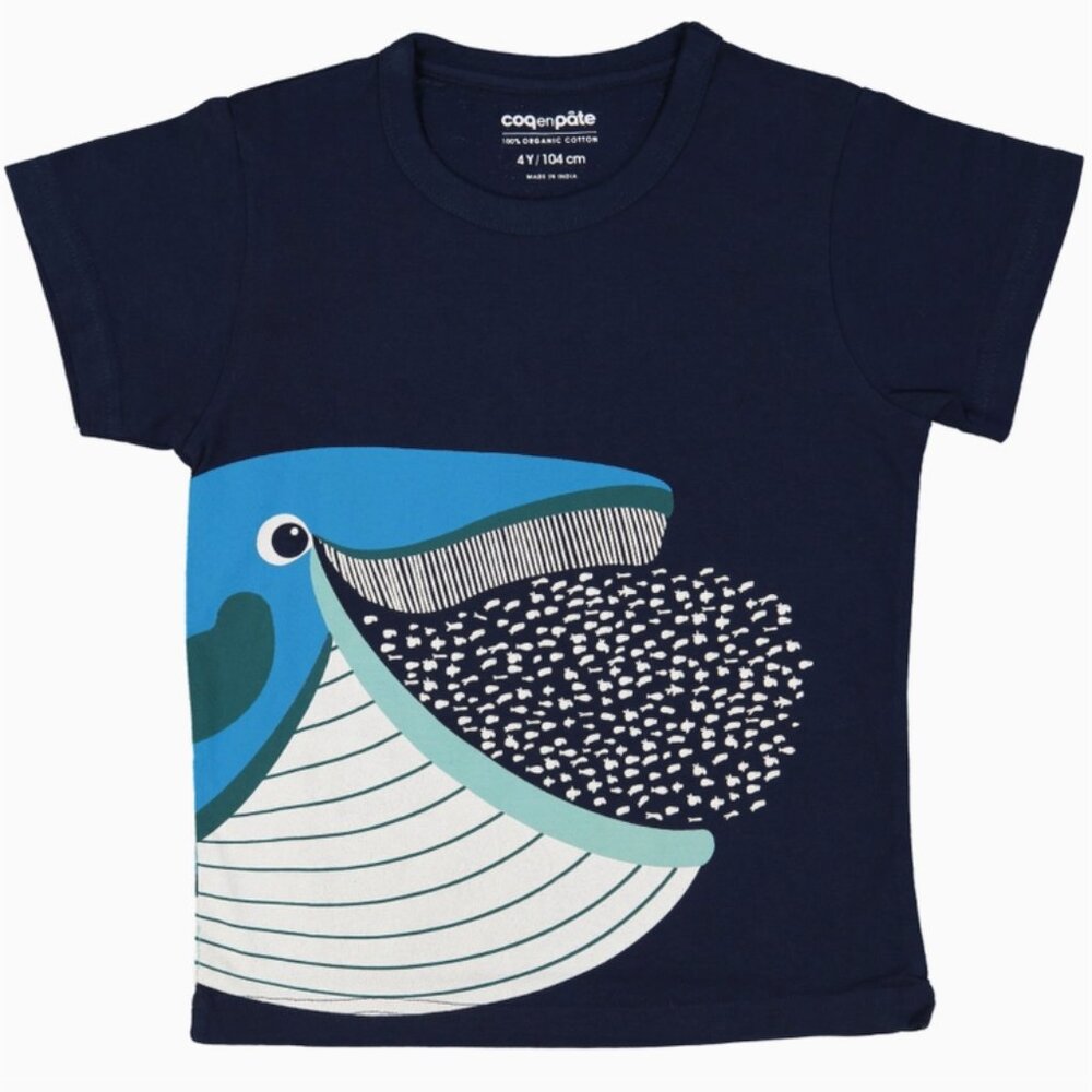 Coq En Pate 100% Organic Cotton Children's T-Shirt, Whale NWT